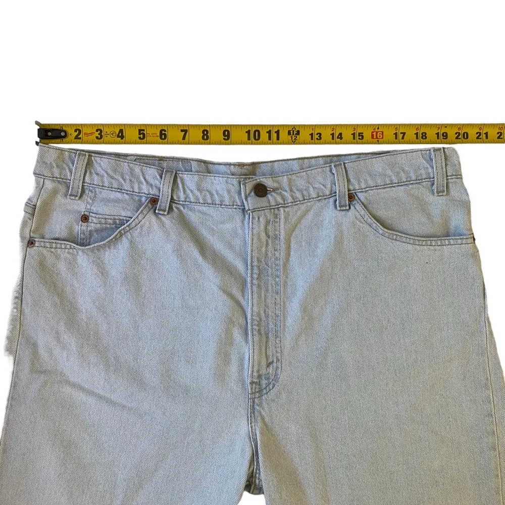 Vintage 90s Levi 505 Orange Tab Distressed Denim Jean Shorts Mens Size 42 Light